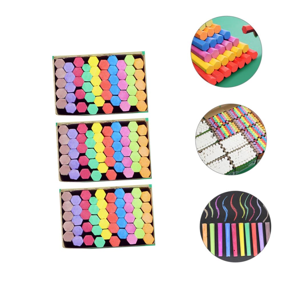 Ciieeo 3 Cajas Tiza Hexagonal Juego De Tizas? Trajes Marcador De Tiza Blanca ¿tiza? Sin Polvo Tiza Lavable Tiza De Acera?? Marcadores De Tiza Blanca Portátil Niño Yeso