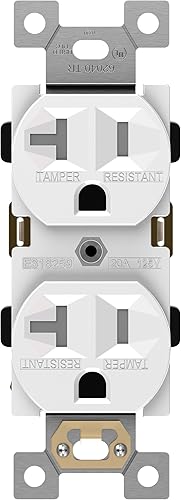 ENERLITES, Receptáculo dúplex blanco, resistente a manipulaciones, salida de grado comercial, 3 cables, conexión a tierra, 2 polos, 20 A 125 V,