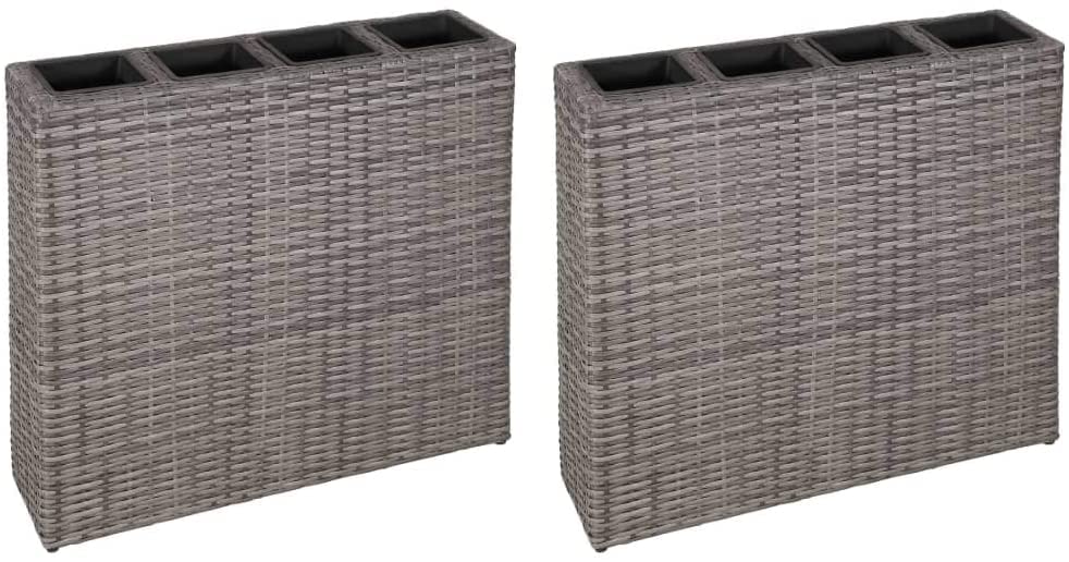 KOIECETA 2X Hochbeet mit 4 Innentöpfe Polyrattangeflecht Blumenkübel...