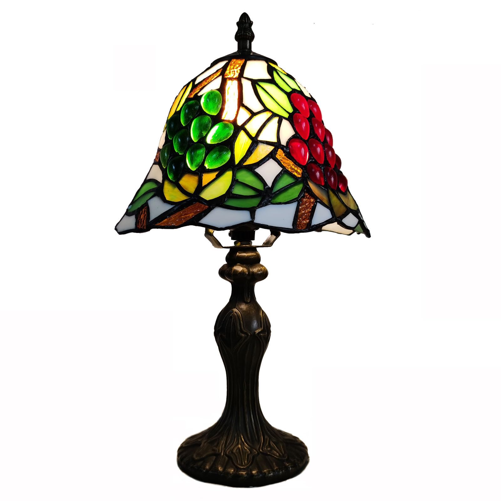 Lámpara Tiffany, Lámpara de mesa retro vintage, coloreado pantalla de vidrio, perfecta para salón, dormitorio, estudio, estantería de libros, escritorio, mesilla de noche