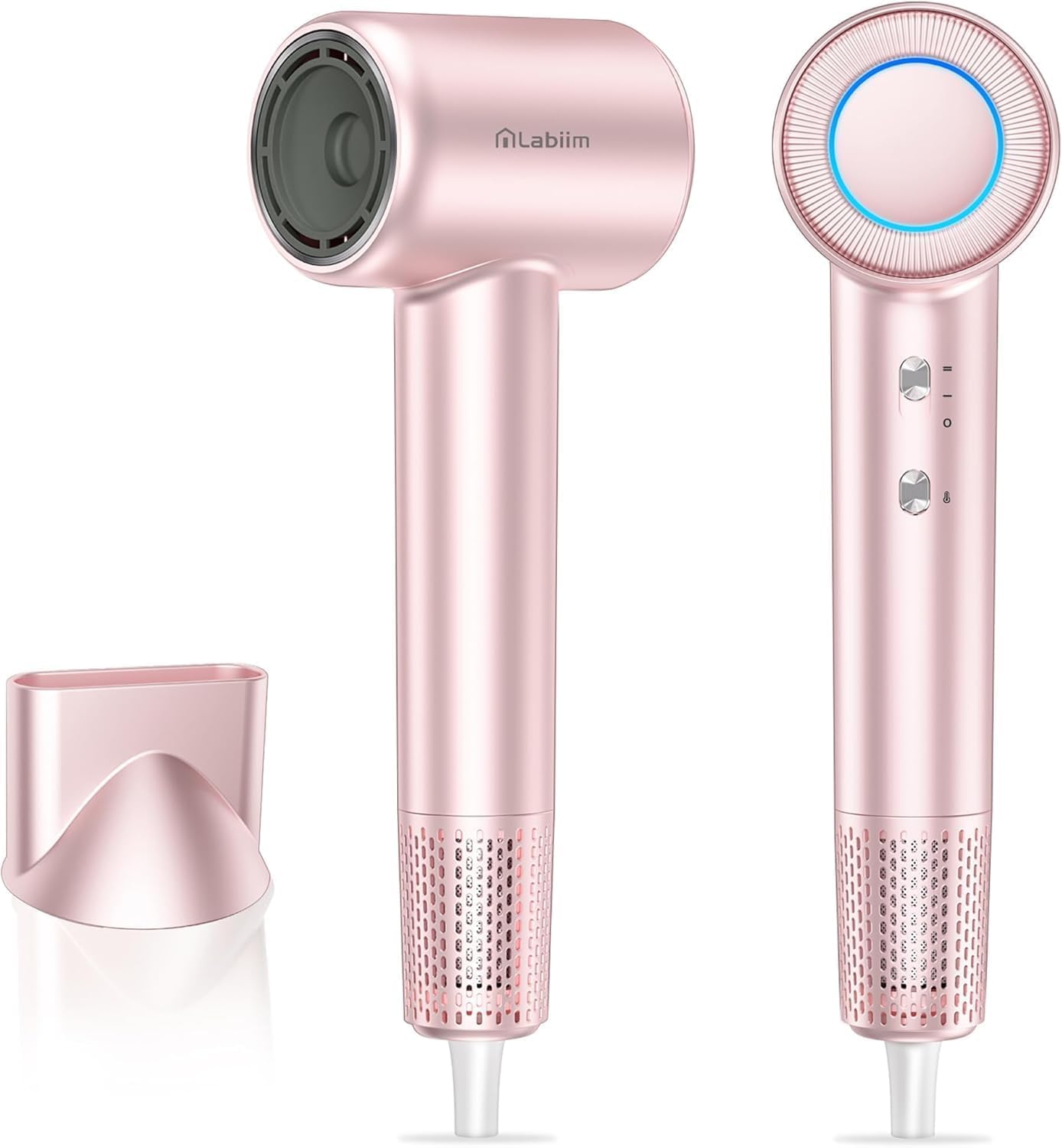 Labiim Hair Dryer, High-Speed Ionic Low Noise Blow Dryer with Brushless Motor for Fast Drying, Thermo-Control Quiet Compact Hair Blow Dryer, Hairdryer with 1 Nozzle Attachments for Home Salon Travel