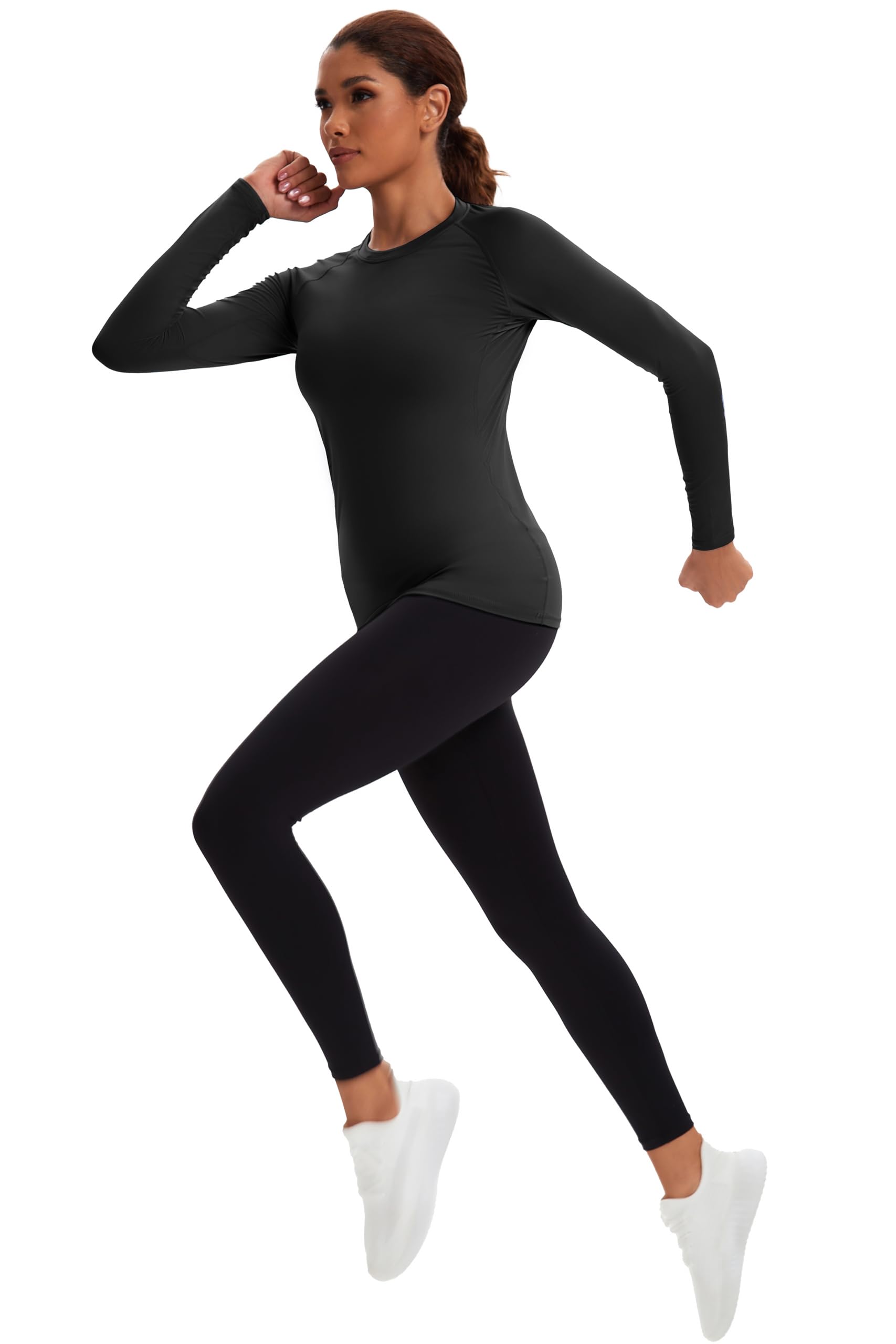 NebuKinex 5er-Pack Damen-Kompressionsshirt, langärmelig, Workout-Tops, athletische Baselayer, schnelltrocknend, Fitnessstudio, Yoga, Laufen, T-Shirt