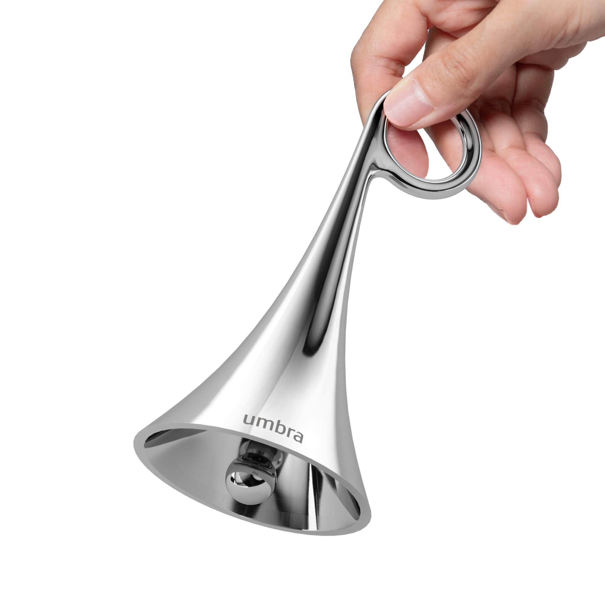 Umbra Isa Bell - Decorative Modern Dinner Bell, Chrome Hand Bell for Home or Office