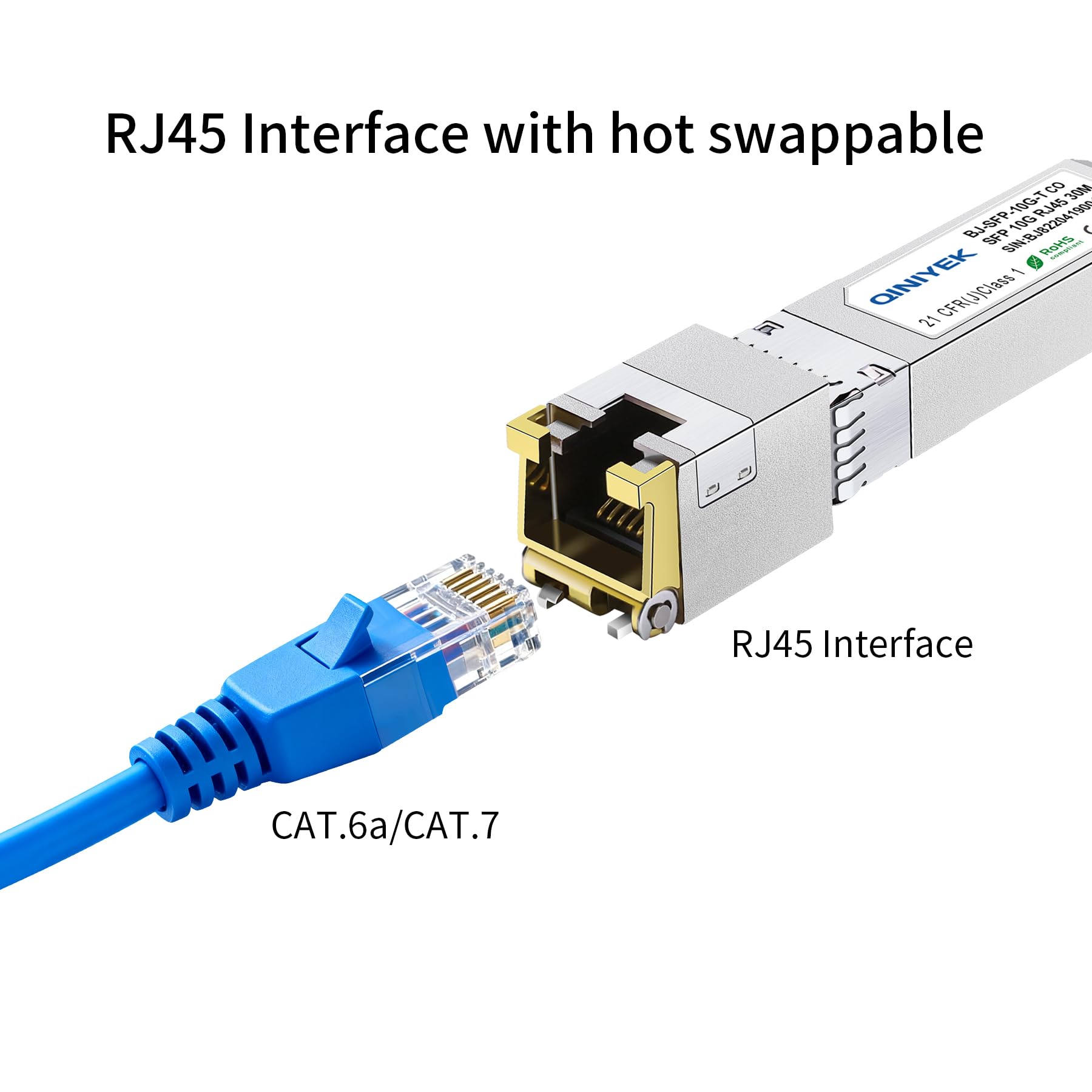 Paquete de 4 módulos SFP+ a RJ45 de 10 GB, transceptores de red de computadora de 10 Gbase-T compatibles con Cisco, Ubiquiti, Unifi, D/TP Link, Meraki, Netgear, 10 Gb SFP+ Ethernet CAT.6a/7