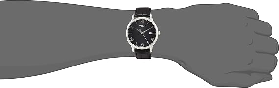 Tissot mens Tissot Tradition 316L stainless steel case Quartz watches, Black, Leather, 20 (T0636101605800)