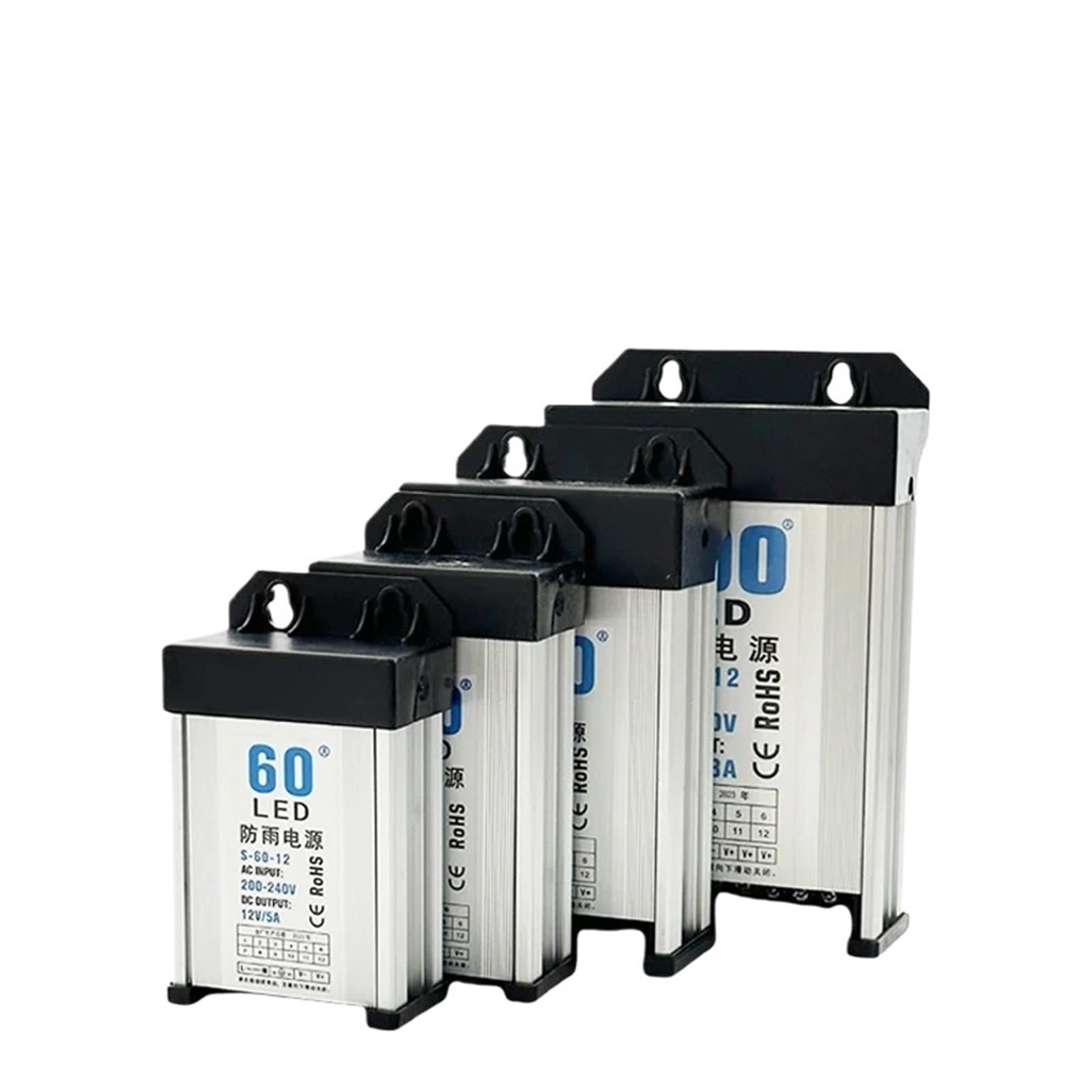 Wodoszczelny zasilacz impulsowy, 60 W, 120 W, 200 W, 350 W, 400 W, AC 200-240 V, DC 5 V, 12 V, 24 V, oświetlenie LED, CCTV zewnętrzny (200 W, 12 V, 17A)