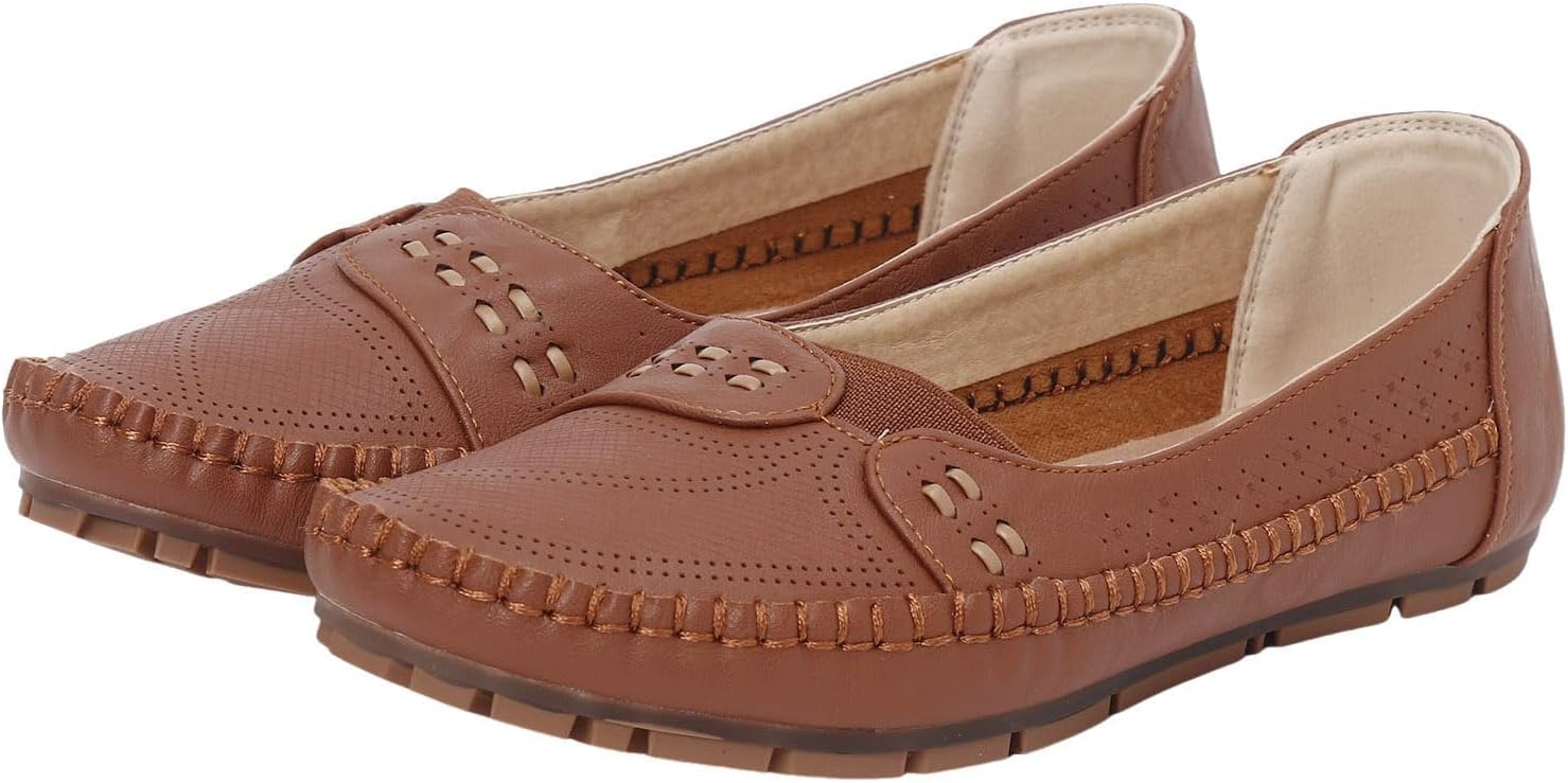 Women's Loafers Classic Leather Slip On Casual Comfortable Sneakers Work Office Dress Sneaker Closed Toe Non-Slip Walking Shoes - Image 7