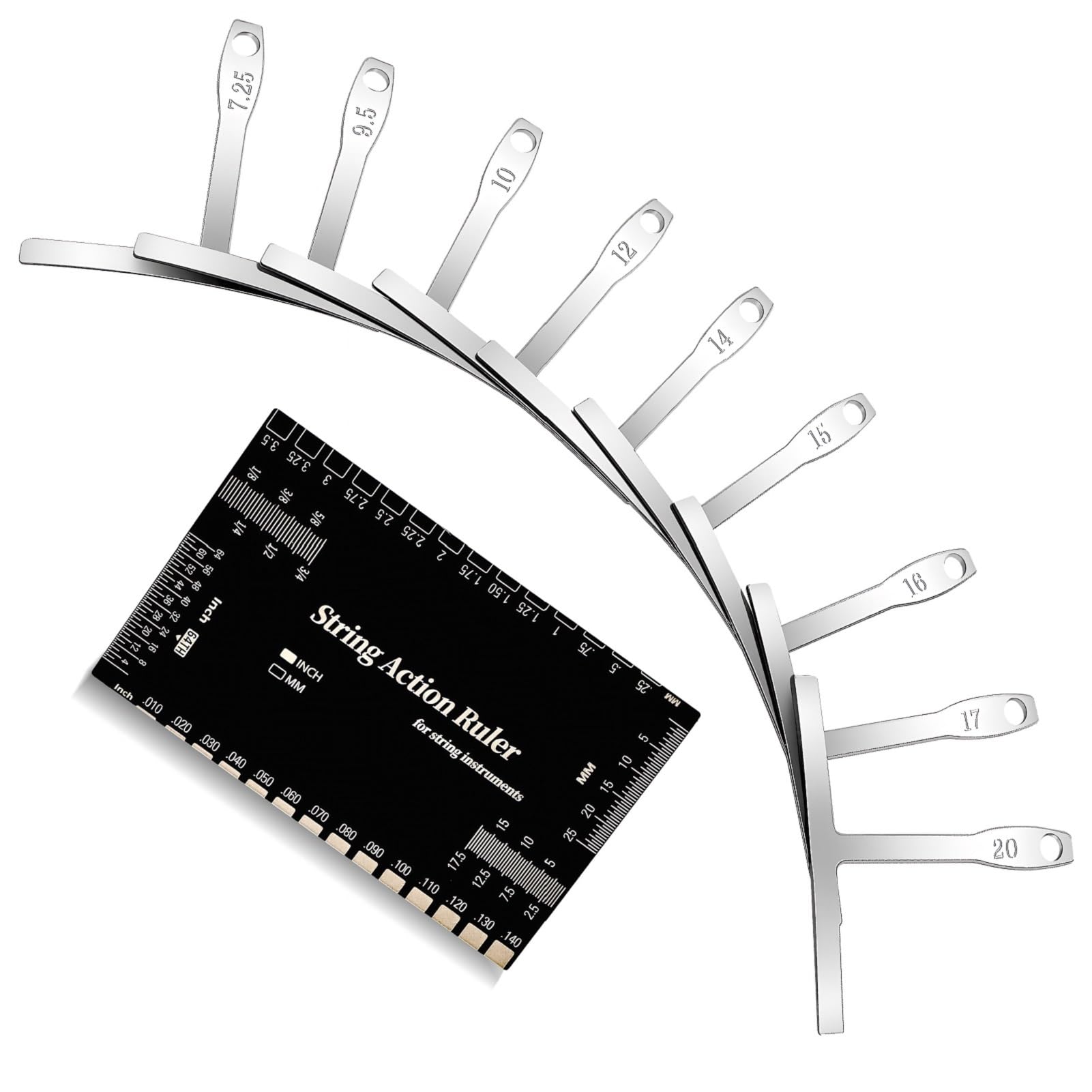 10 Pcs Guitar Luthier Tools,9 Pcs Guitar Radius Gauge, String Action Gauge