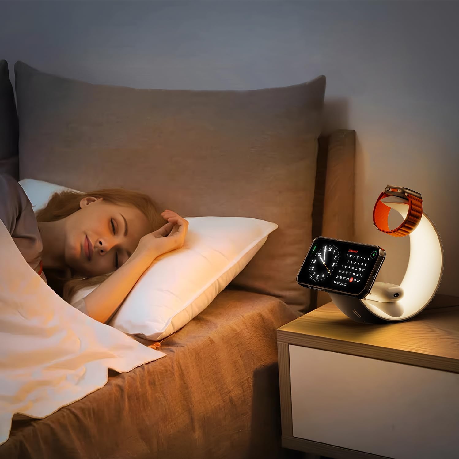 3 in 1 Charging Station for Apple Magnetic Wireless Charger for iPhone 16 15 14 13 12 11 9 8 All Series with RGB Night Light & for Apple Watch Charger & for AirPods 4 with ANC/3/2/Pro