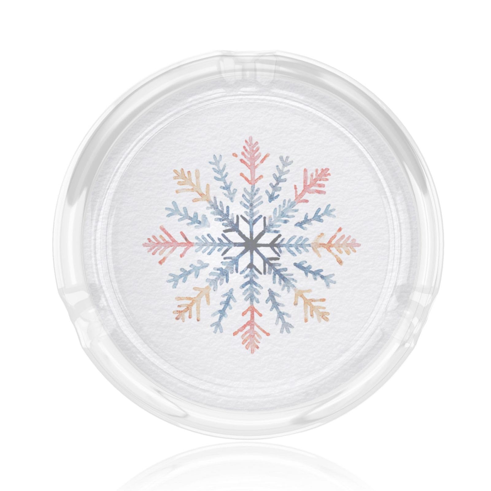 Cozy Snowflake Watercolor Glass Ashtray For Cigarettes Ash Trays Case For Home Office Decor