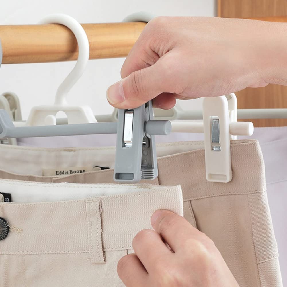 Perchas Camisas Perchas para Pantalones, Perchas para Faldas, Perchero con Clips, Perchas De Plástico con Pinza para Pantalones para Trabajo Pesado, Ultrafinas Hombros para Perchas(A,20 pcs)