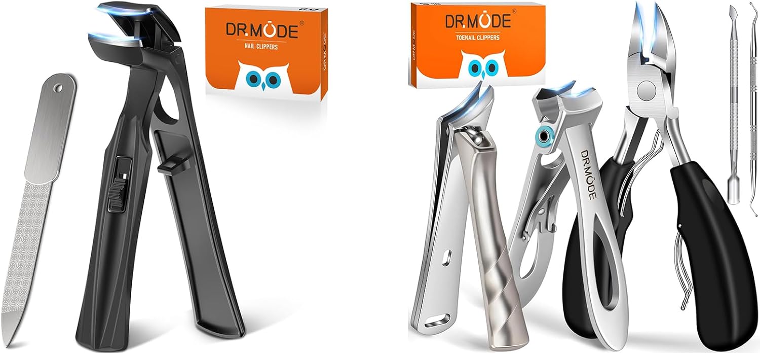 Toenail Clippers for Seniors Thick Toenails, Wide Jaw Opening Large Toe Nail Clippers for Men Thick Nails, Angled Head ErgonomIc Nail Clippers with Catcher, Slanted Curved Ingrown Toenail Clippers