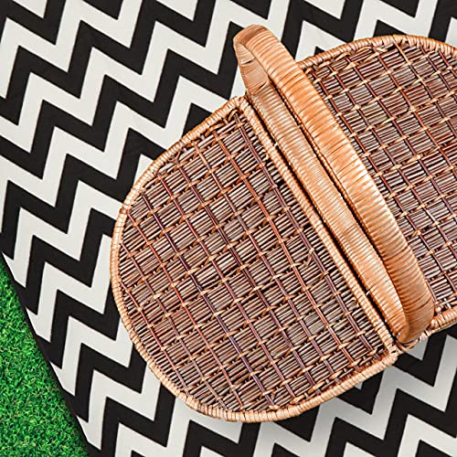 Relaxdays XXL Picknickdecke, 200x200 cm, Fleece Stranddecke, wärmeisoliert, wasserdicht, mit Tragegriff, schwarz-weiß