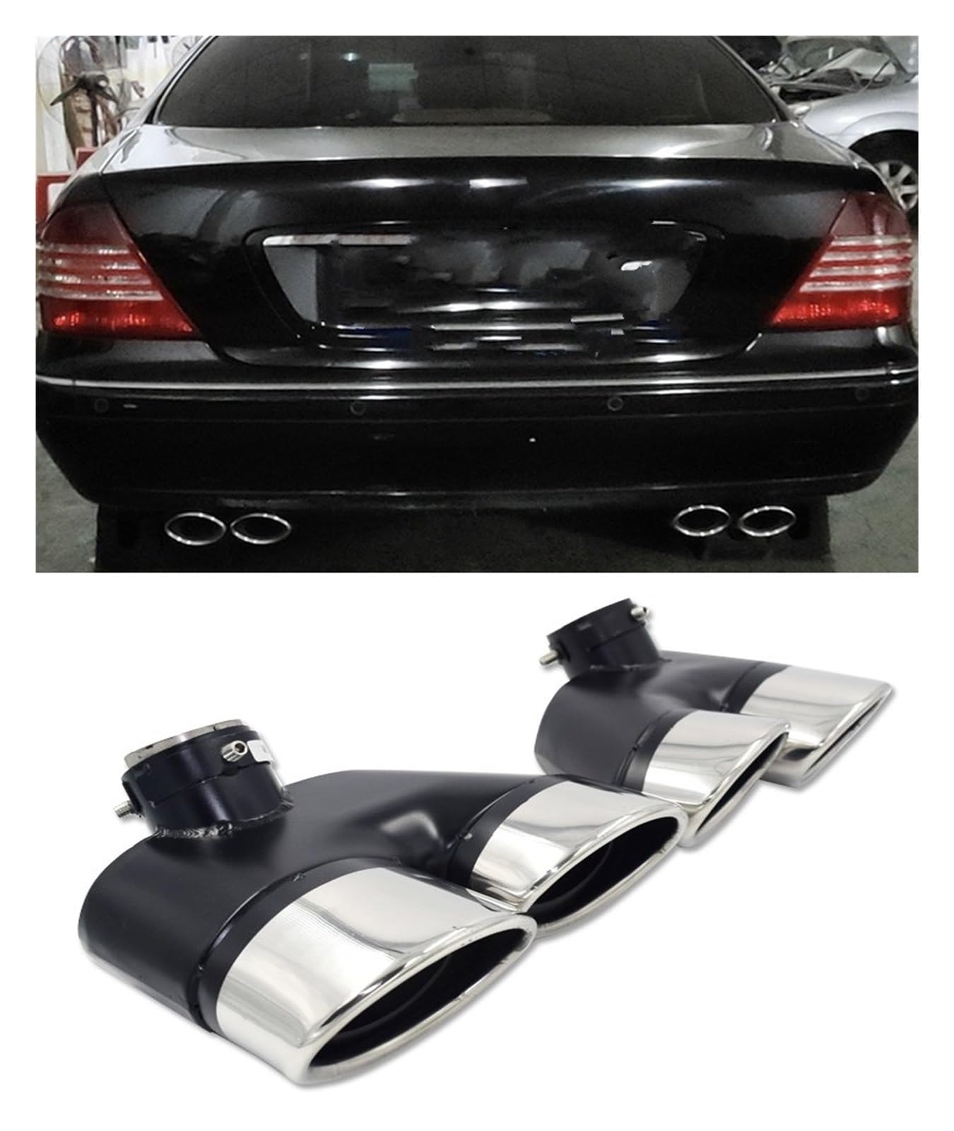 Punta Silenciador Escape Para Benz W220 S350 S320 S500 1 Par Terminales Para Escape Coche Punta Silenciador Tubos Para Escape Boquilla Tubo Para Escape(Style B)