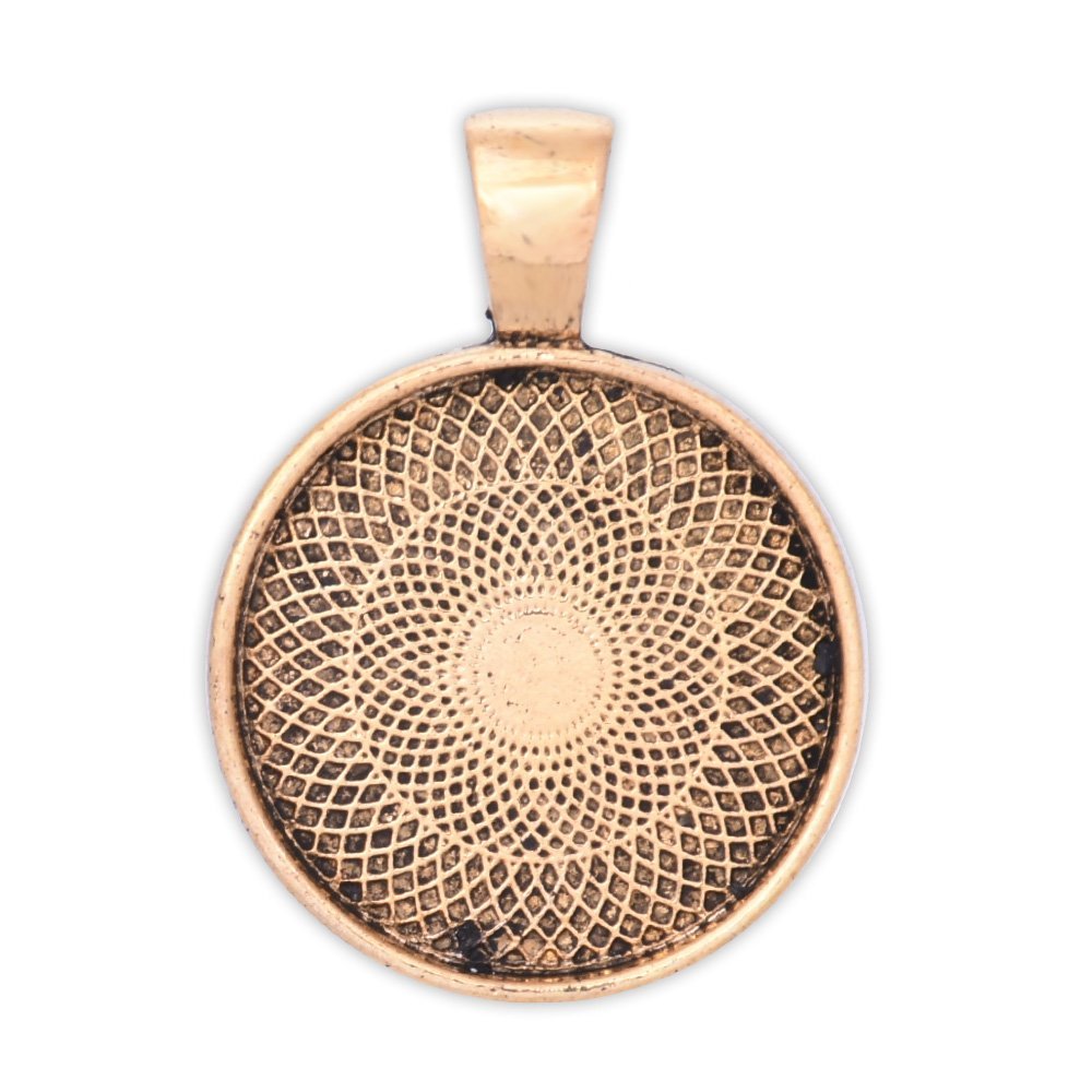 20PCS 20mm Round bezels pendant trays,circle pendant trays,Photo Pendants (Antique Gold)