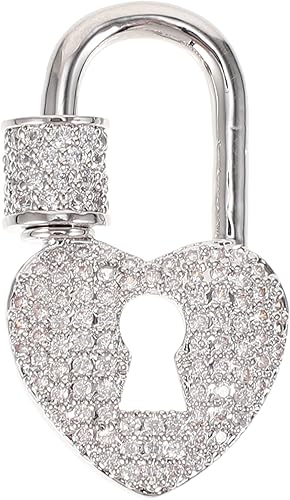 Miniatura 2 de Cierre en forma de corazón, mosquetón de cobre con bloqueo de llavero, mosquetón para collares, aretes, joyería, fabricación de bricolaje, plata