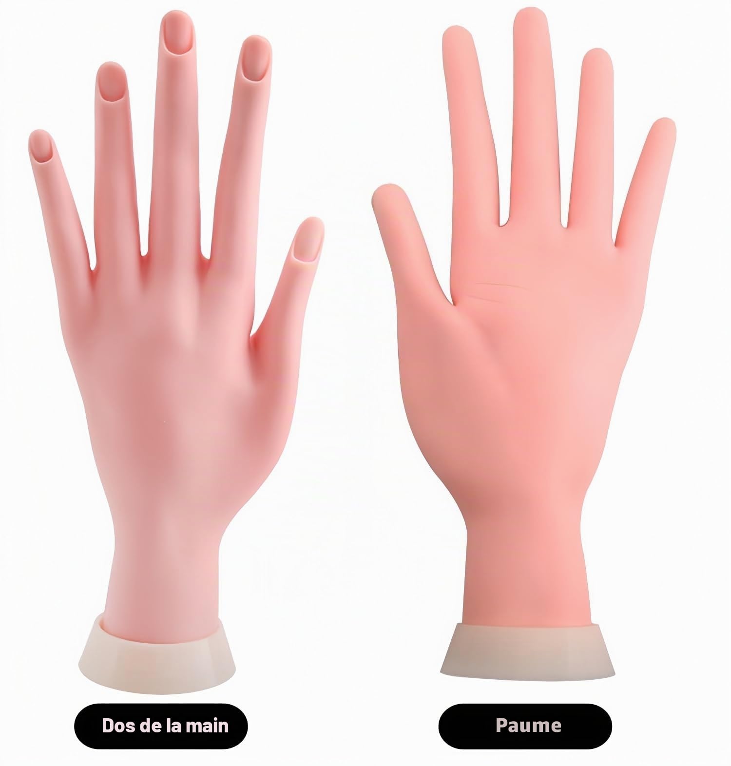 Main d Entrainement pour Ongle,Silicone Mains d Entrainement pour Ongle,Modèle de Pratique à Ongles,Main Artificielle pour la Formation de Démarreur Fake Nail Art,Manucure Bricolage
