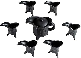 7 Piece Black Retro Ceramic Sake Set
