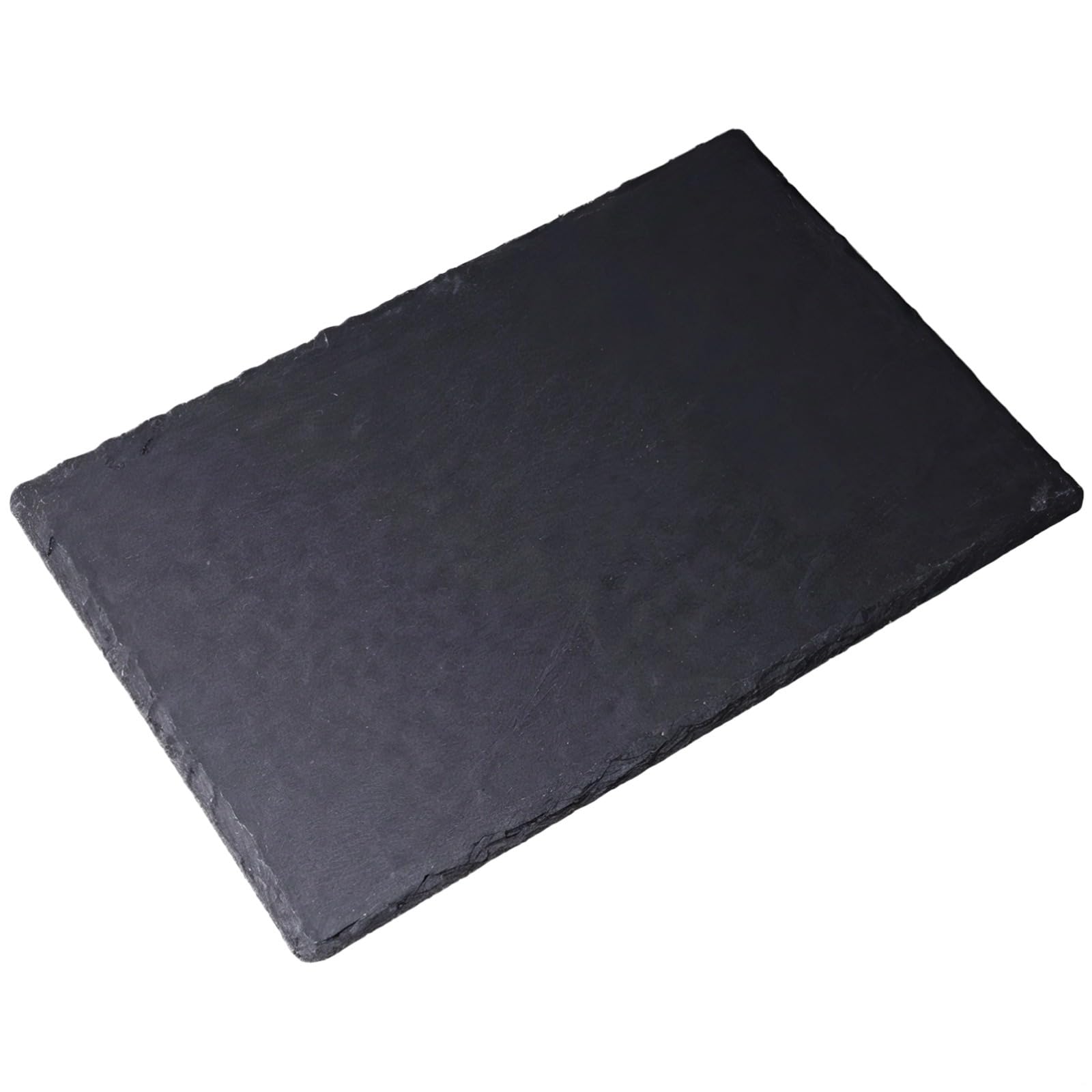 Planche à découper, ardoise noire naturelle, 40 cm x 25 cm, polie plate, décorative fonctionnelle, design antidérapant, nettoyage facile, idéal pour la préparation des aliments