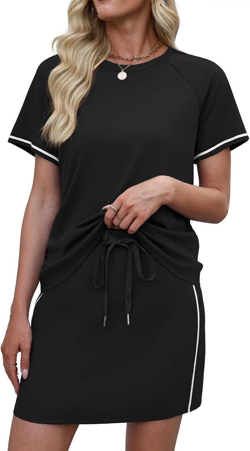 Sampeel 2 Piece Sets for Women Skirt Sets Summer Outfits Womens Clothing Set Travel Workout Skort Sets - Image 4