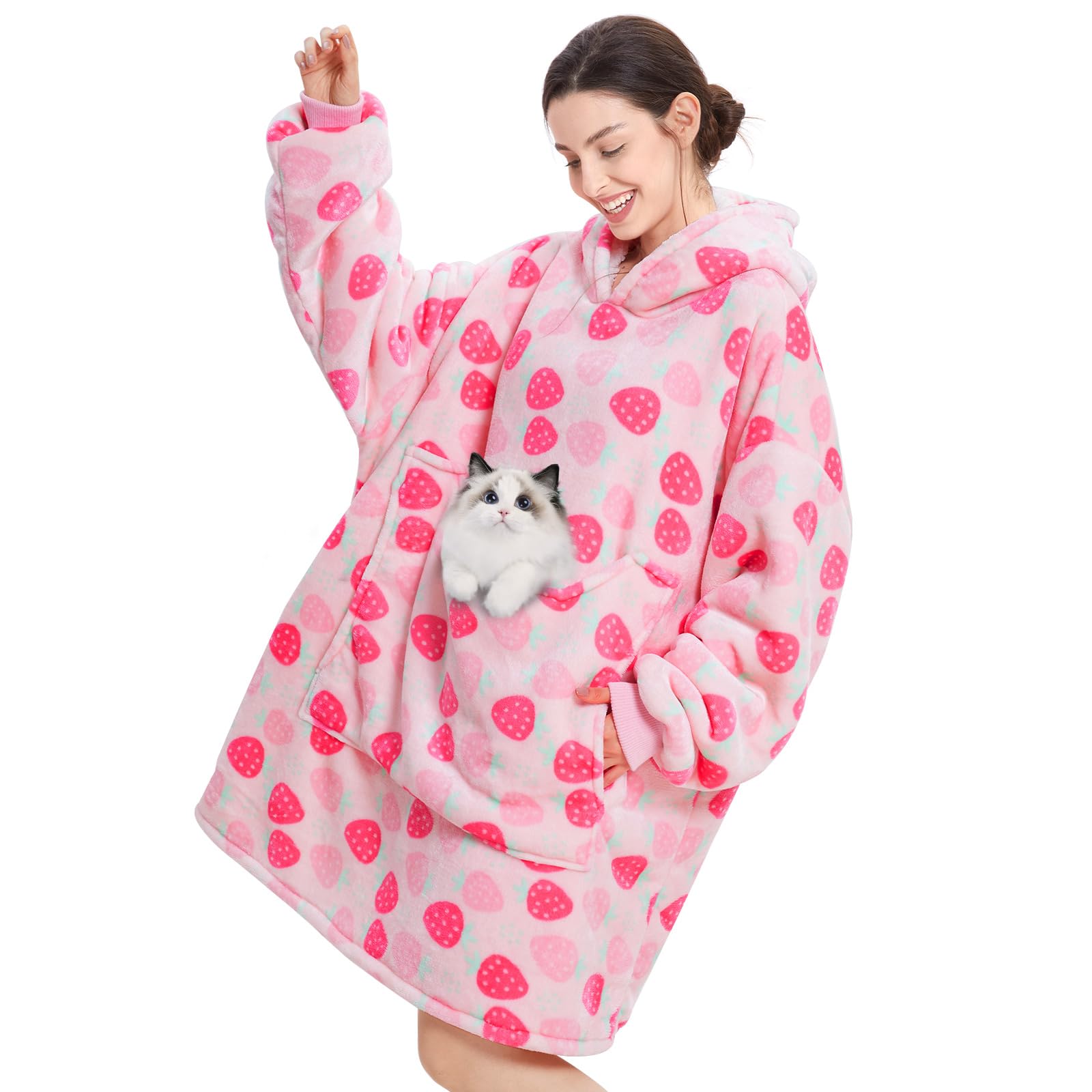 Aemilas Wearable Blanket Hoodie - Warm Sherpa Blanket Sweatshirt as Gifts for Adult Women Mom Men, One Size Fits All