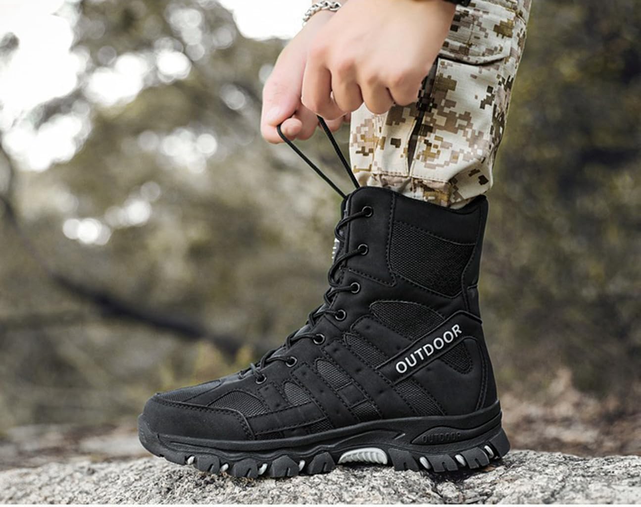 Bottes de Randonnée Pour Hommes Chaussures de Maintien de Cheville Imperméables Antidérapantes Chaussures de Trekking En Plein Air Pour Escalader Des Montagnes