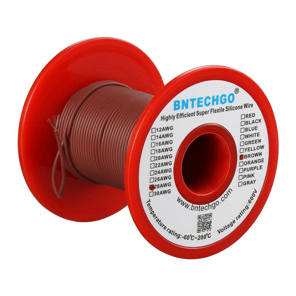 Fil silicone 28 AWG cuivre étamé souple marron bobine 76,2m