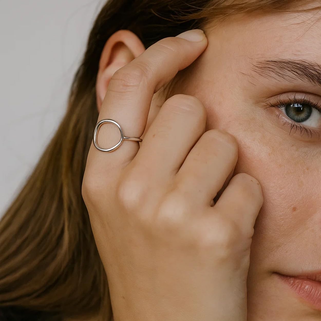 SOVATS 925 Sterling Silver Open Circle Ring for Women – Rhodium Plated, Minimalist Stackable Design, Nickel-Free Jewelry - Image 2