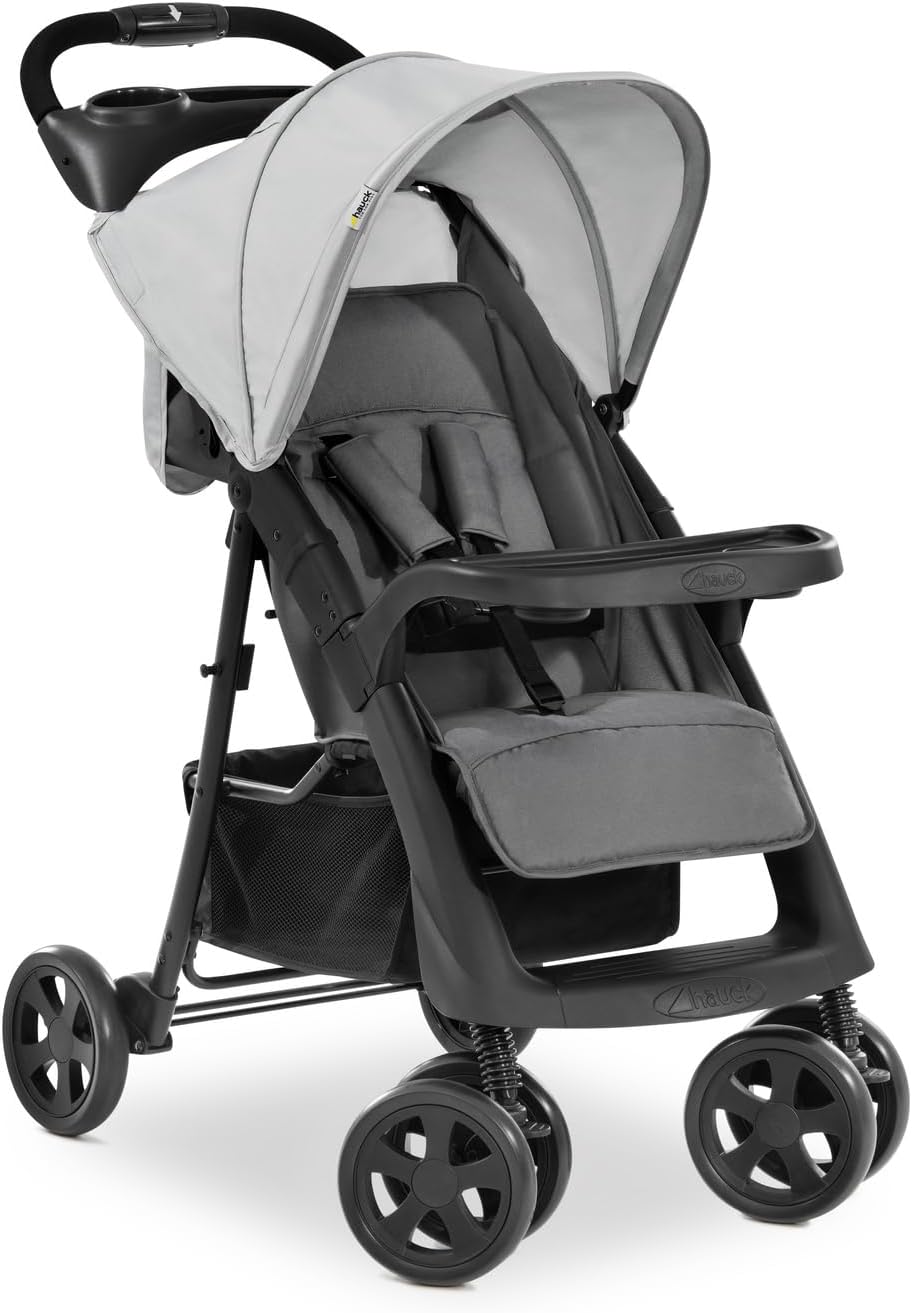 Shopper Neo II, Grey - Lightweight Pushchair with Snack Tray, Cup Holder & Raincover, Compact & One Hand Folding, Fully Reclining from Birth up to 22 kg