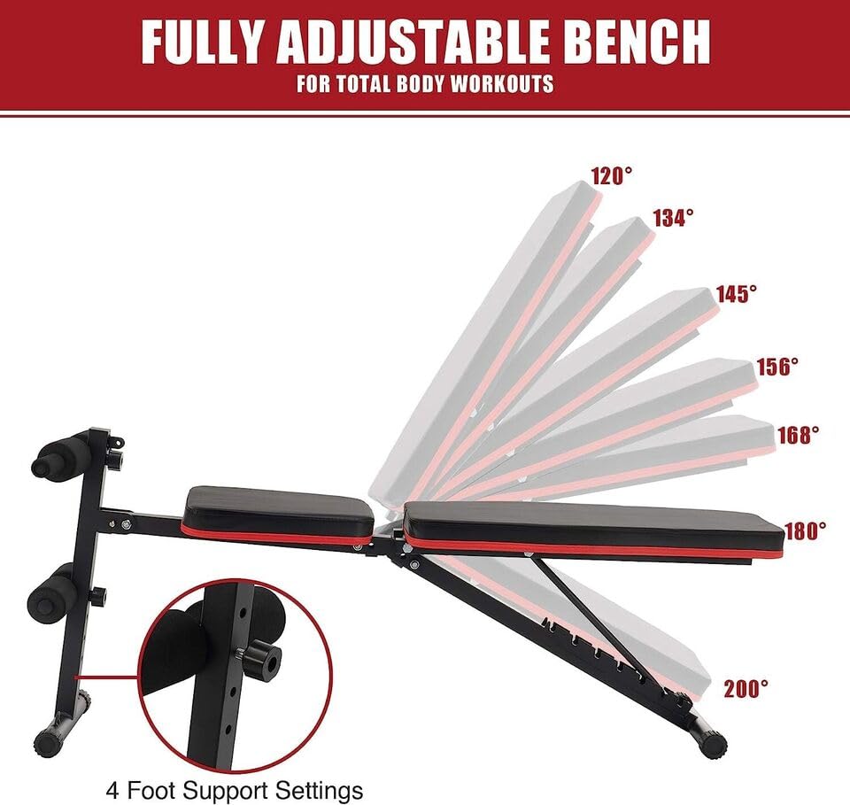 Adjustable Weight Bench Full Body Workout Multi-Purpose Foldable Incline Decline Exercise Workout Bench for Home And Outdoor Gym - Image 4
