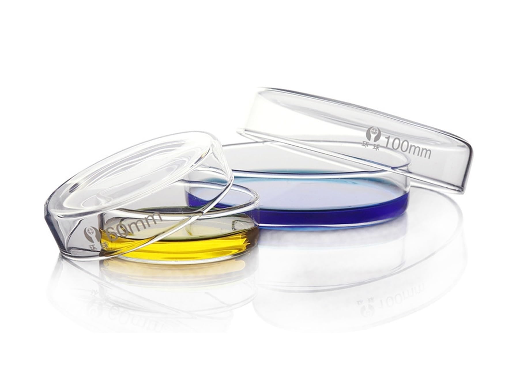Boîtes de Pétri en Verre Lot de 4, Boîtes de Culture Cellulaire 60mm 75mm 90mm 100mm pour Laboratoire(90mm)
