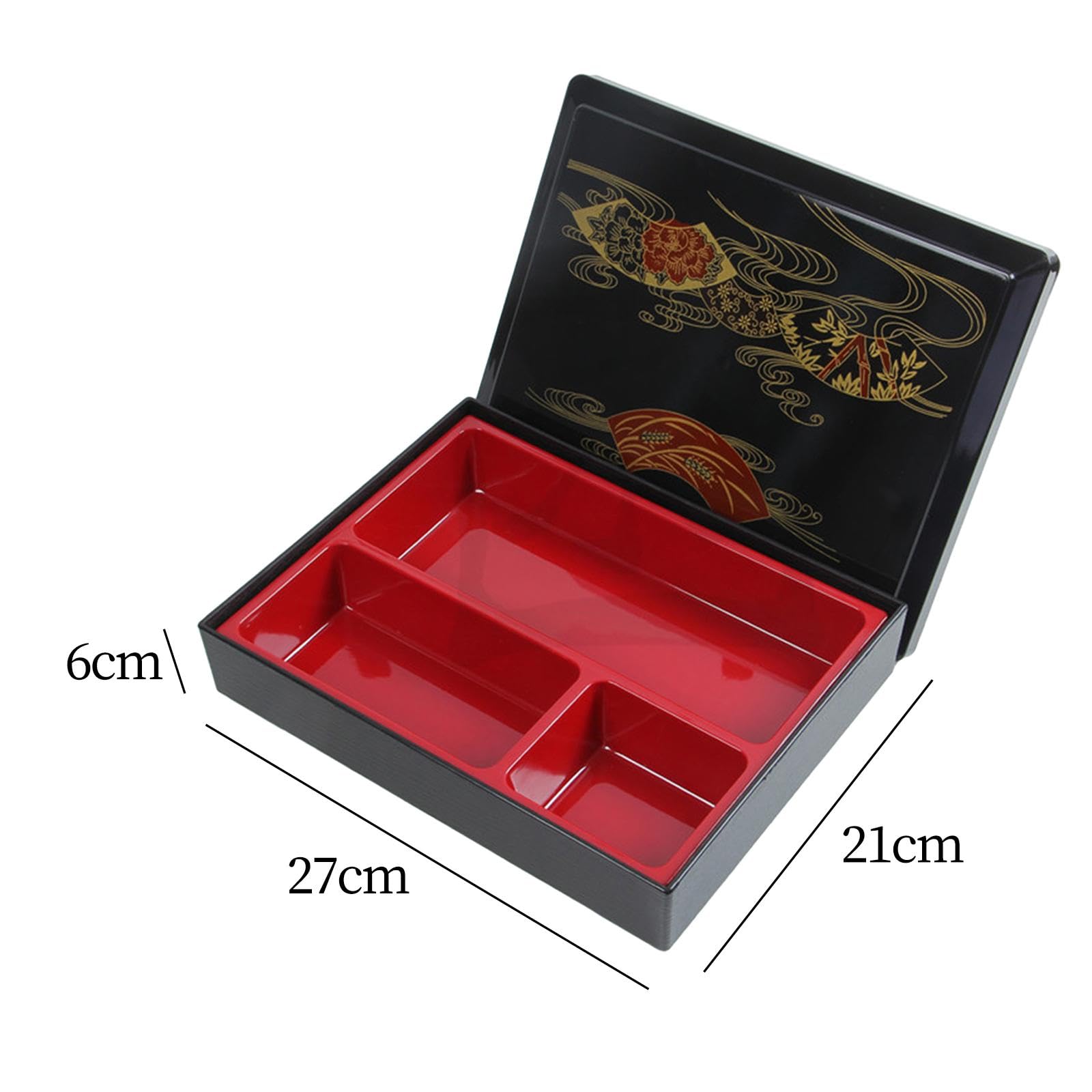 Bento Japonais Boîte à Déjeuner Plateau de Service avec Couvercle Récipient Alimentaire Trois Compartiments Matériau Facile à Nettoyer Adapté Bureau
