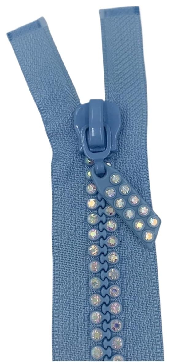 Generico Cremalleras de cristal checo de doble hilo, cremallera industrial para coser con brillantes, base para ropa y costura