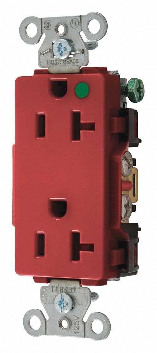 Receptacle, Red, 1.0 HP, 20A, 3 Wires