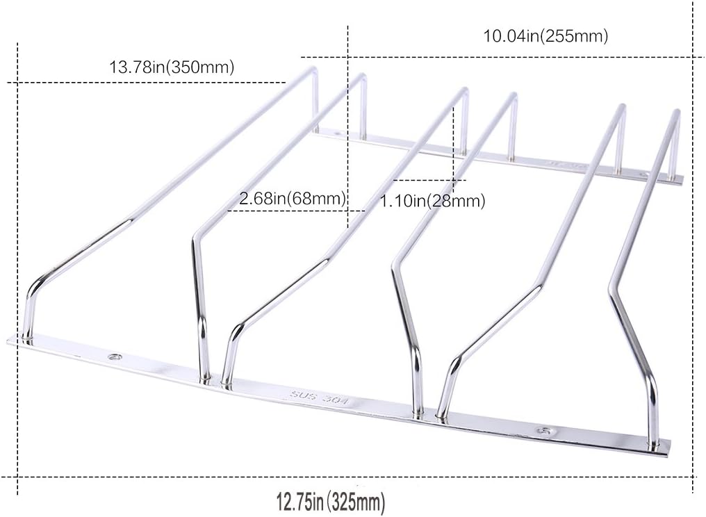 3 Row Wine Glass Rack Wire Hanging Rack Stainless Steel Stemware Rack ...