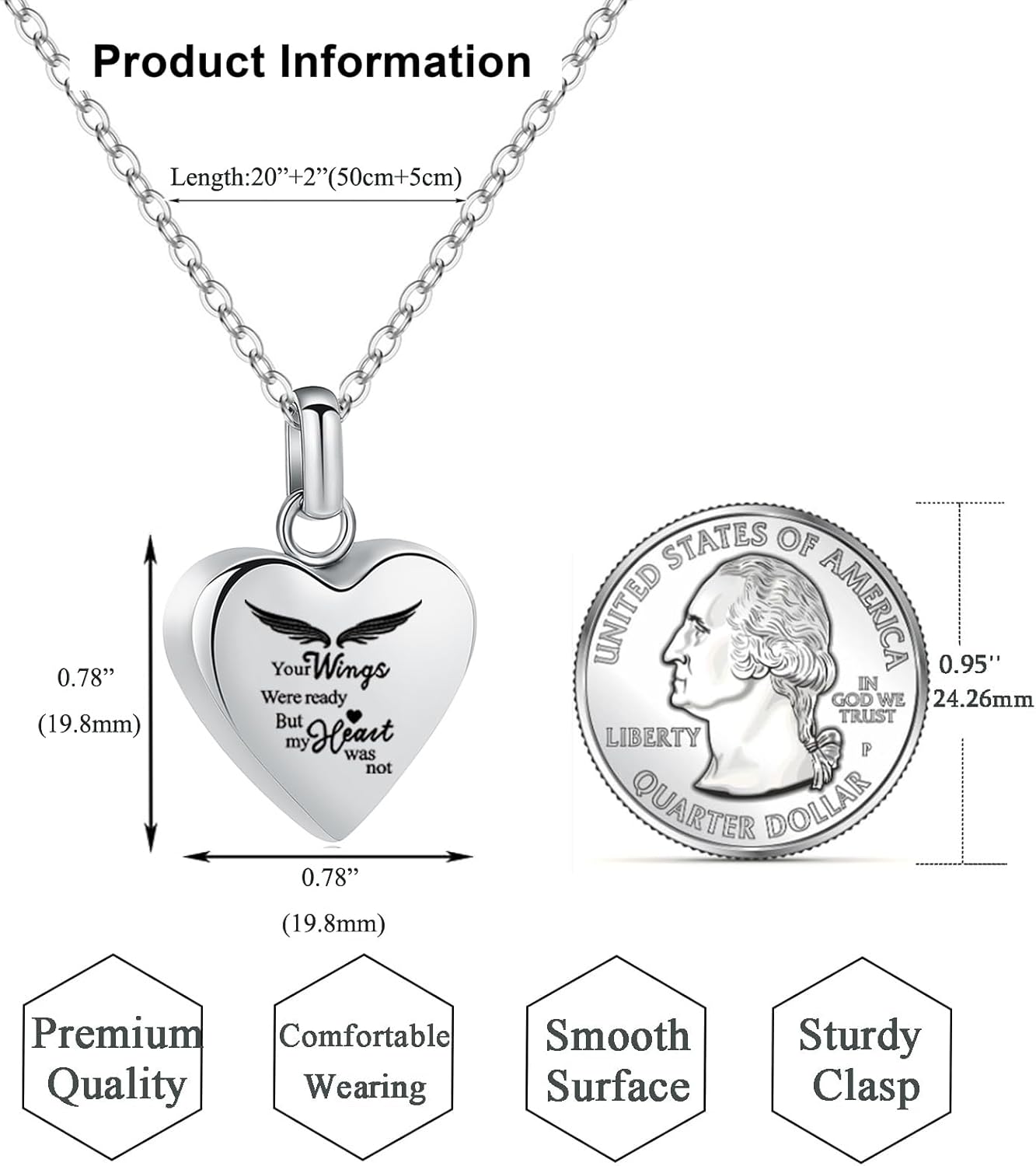 Heart Urn Necklaces for Ashes Cremation Jewelry for Women Men Human Ash Memorial Keepsake Pendant - Image 2