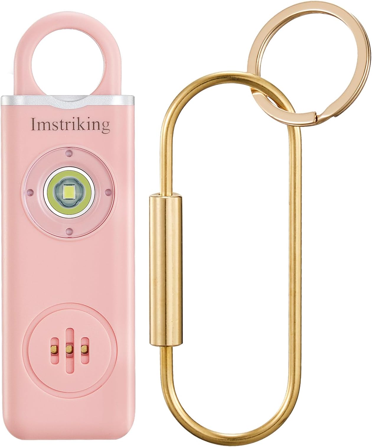 ImstrikingImstriking Rechargeable Personal Safety Alarm Keychain for Women,Self Defense Keychain Alarm with Strobe Light and 130dB Siren Help Women,Men,Elderly, Emergency Security Whistle Alert (Pink)