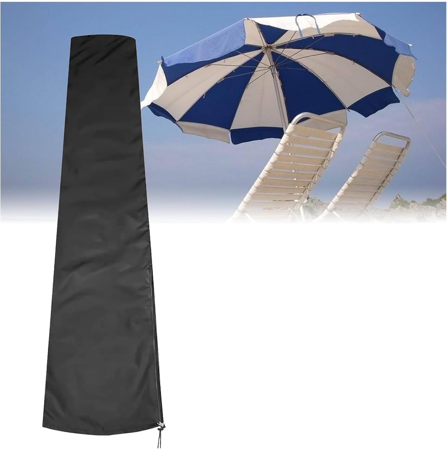 Garden Outdoor Umbrella Cover Black, Patio Cantilever Offset Parasol Cover Waterproof Beach Umbrella Covers Parasol Protective Cover with Zip Umbrella Covers