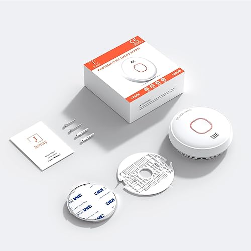 Miniatura 9 de Jemay Detector de humo, alarma de humo con tecnología fotoeléctrica de 10 años, detector de humo con batería de 9 V, alarma de incendio con botón de