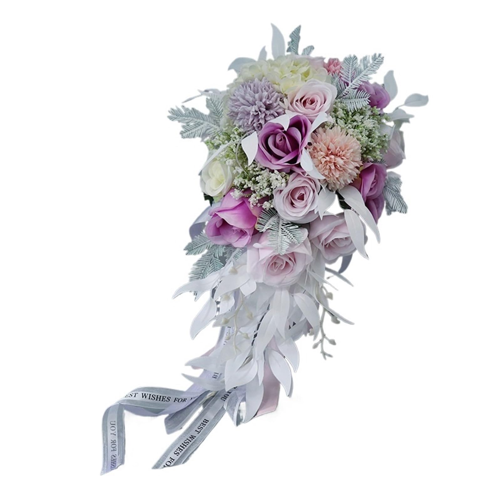 Künstlicher Blumenstrauß Hochzeit Brautstrauß Hand halten Blumendekoration Urlaub Party Versorgung Wasserfall Rosen Hochzeitsstrauß(A-pink)