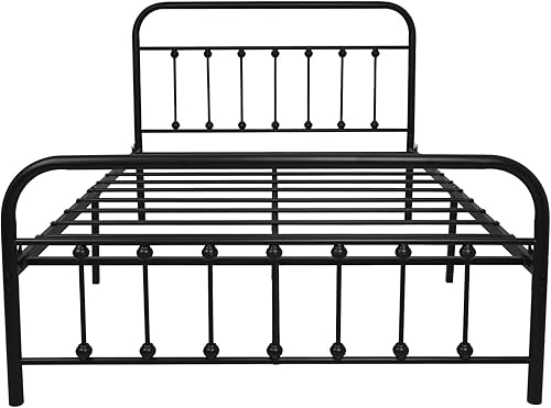 Miniatura 27 de NEEBIRGELIA Base de cama de metal tamaño matrimonial con cabecera y estribo, base de colchón de plataforma individual, tubo de metal y cama de arte