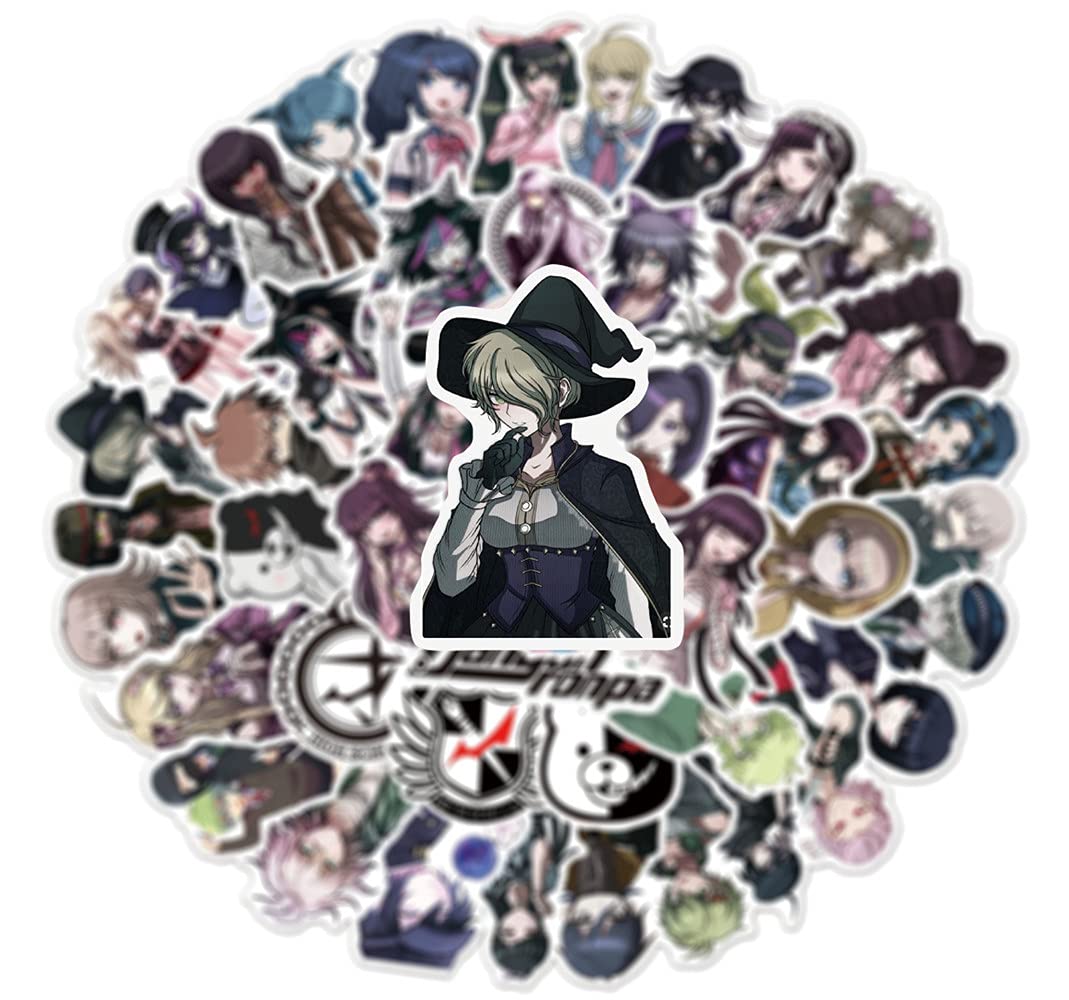50 Autocollants Vinyle Danganronpa - Imperméables, Réutilisables - Taille 2 à 8.5 Cm - Pour Décorer Ordinateur, Skate, Valise, Voiture - 4