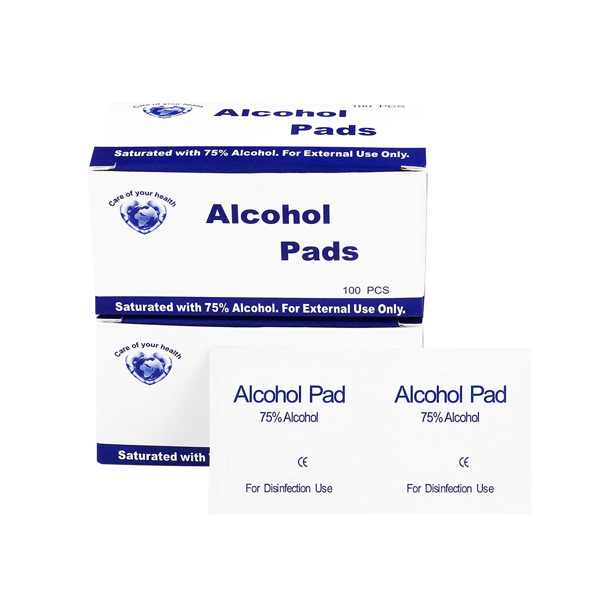 Healifty 200Pcs Alcohol Prep Pads 70% Medical Gauze Pads Isopropyl Tissue Nonwoven Wipes First Aid Rescue Supply for Home Phone Outdoor
