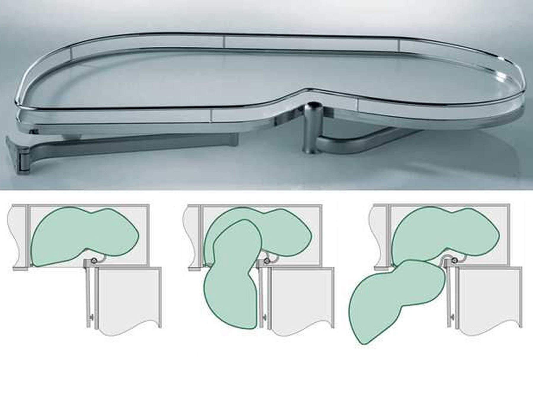 LeMans II 450 mm Ferrure d'angle pour meubles d'angle H 600-750 mm à gauche incl. Tapis antidérapant set de SO-TECH®