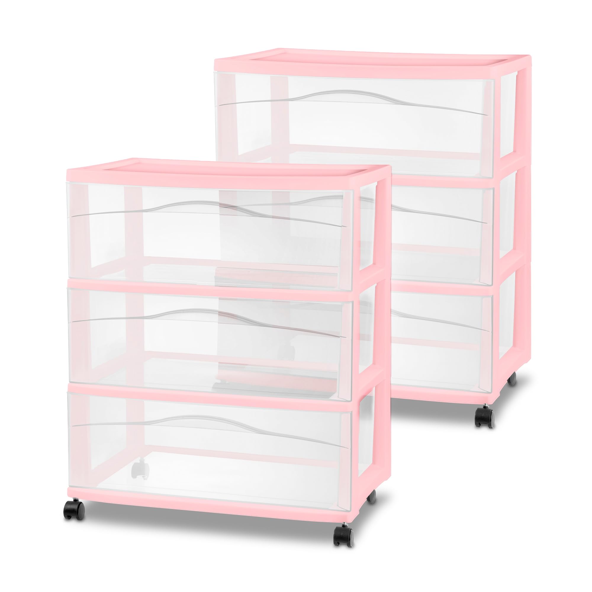 Katie VIRGIN UP drawers ピンクフラワー Amazon.com: Sterilite Wide 3-Drawer Cart with Wheels, Pink, 2-Pack