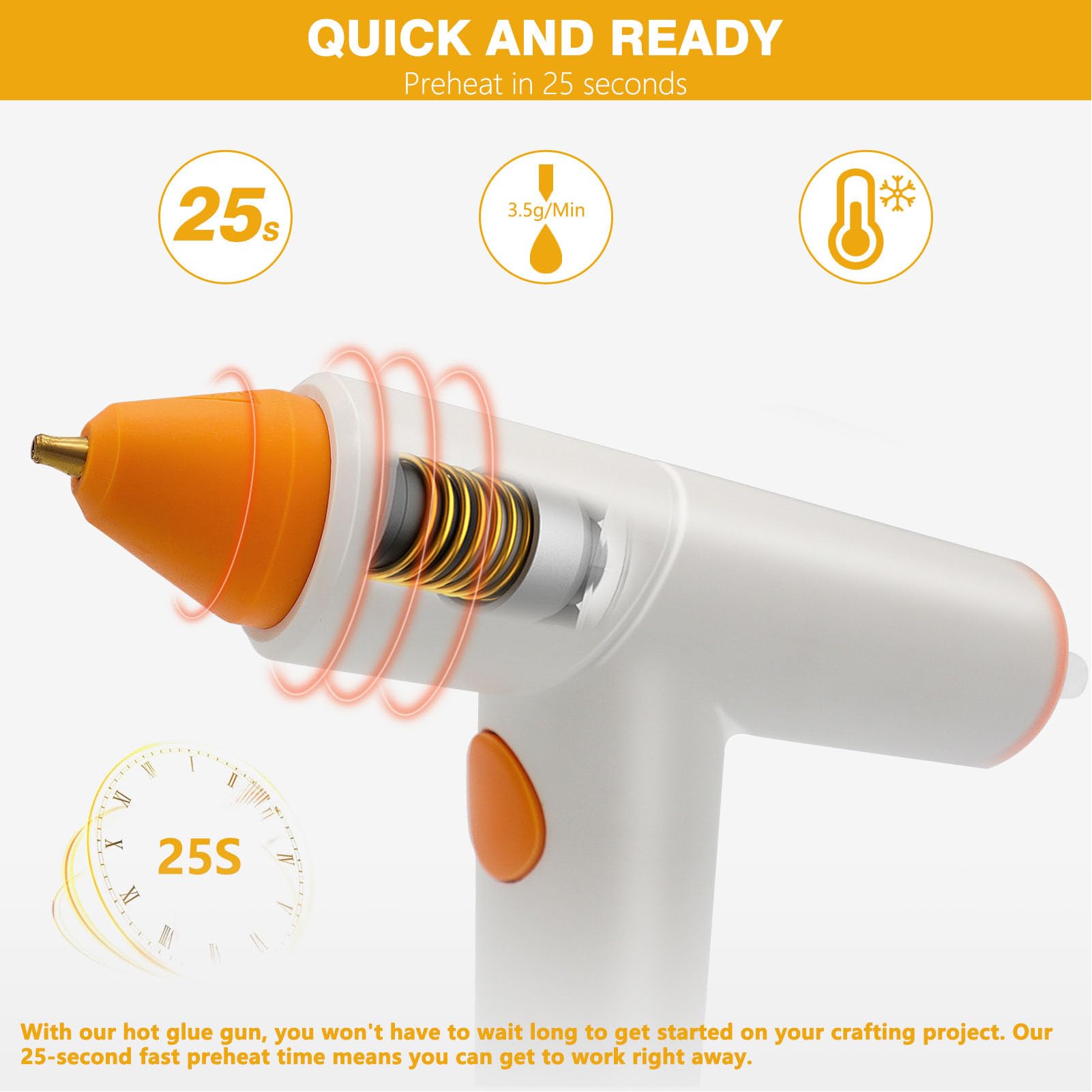 Hot Melt Gun, Mini Cordless Hot Melt Glue Gun Battery Powered Heat Gun With 20Pcs Glue Sticks USB Rechargeable Craft Glue Guns for DIY Art Craft Projects