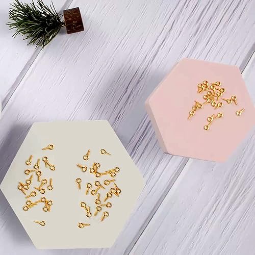 Miniatura 4 de 300 pines dorados de 0.23 x 0.31 pulgadas (0.256 x 0.512 in), ganchos de ojo, mini clavijas para hacer joyas, proyectos de artes y manualidades