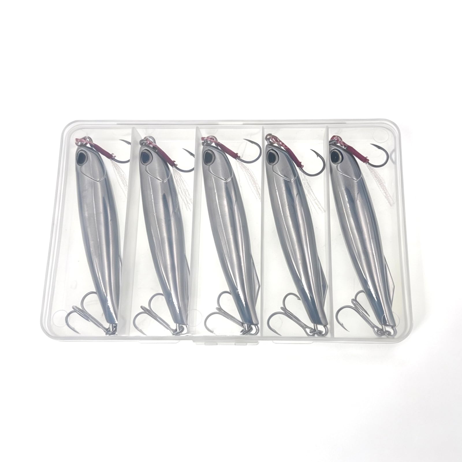 Sinking Mackerel Fishing Lures, CREOASIS 5pcs 20g/30g/40g/60g/80g Shining Hard Metal Sea Spinner Fish Bait with Storage Box for Perch Bass Mackerel & Jigging Lure (7.2cm-30g-5pcs)