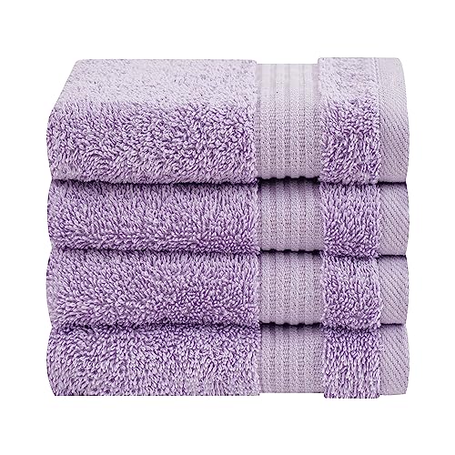 Cotton Paradise 100% Cotton Turkish Towel Set Soft Absorbent Quick Dry 4 Piece Washcloth Set Lilac