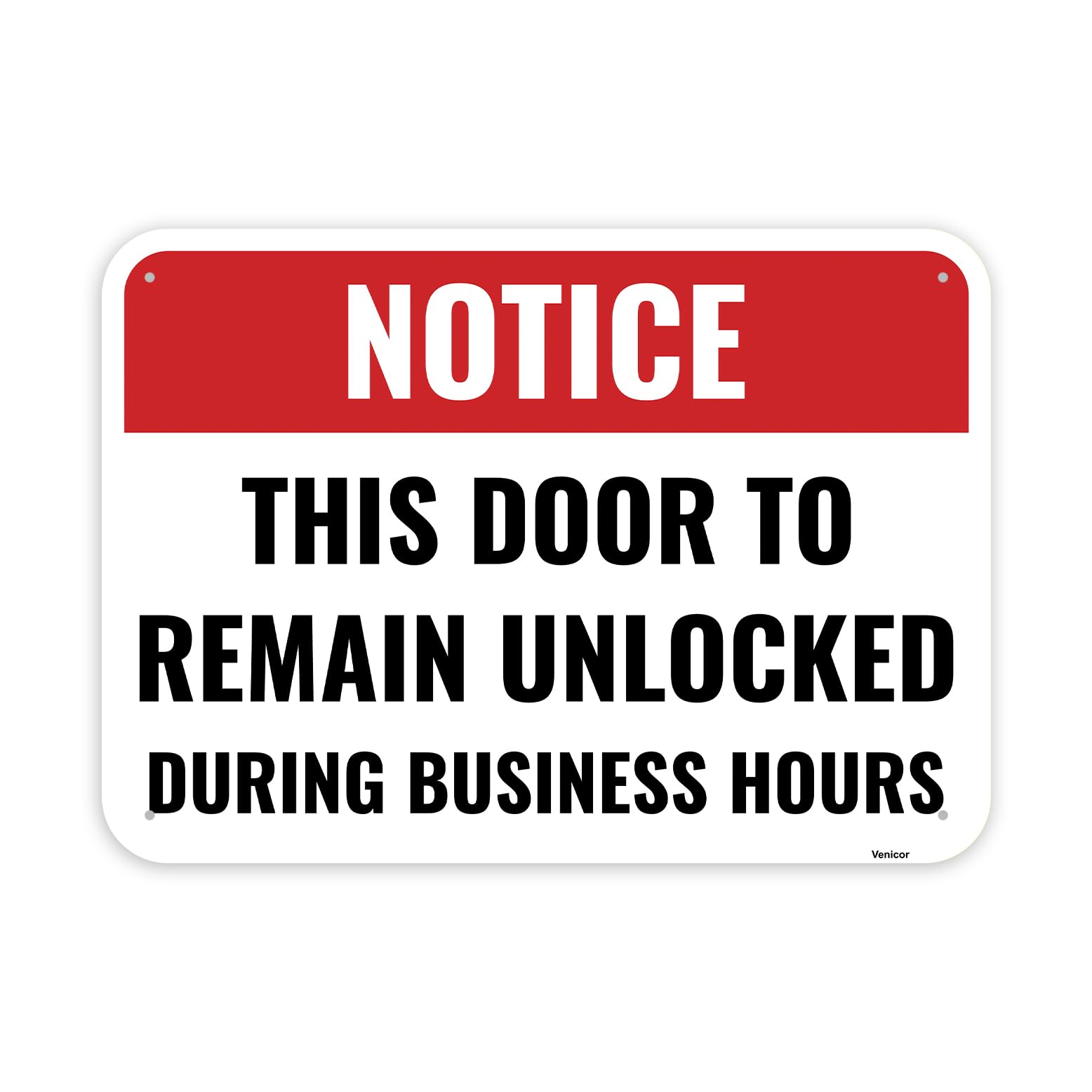 Door Unlocked Aluminum Sign, Business Hours Reminder Plaque, 12x8 Inch